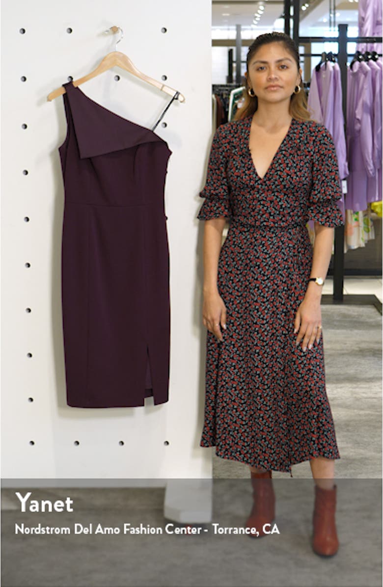 One-Shoulder Crepe Sheath Dress, sales video thumbnail
