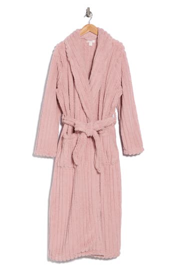 Nordstrom Rack Textured Plush Fleece Robe In Pink