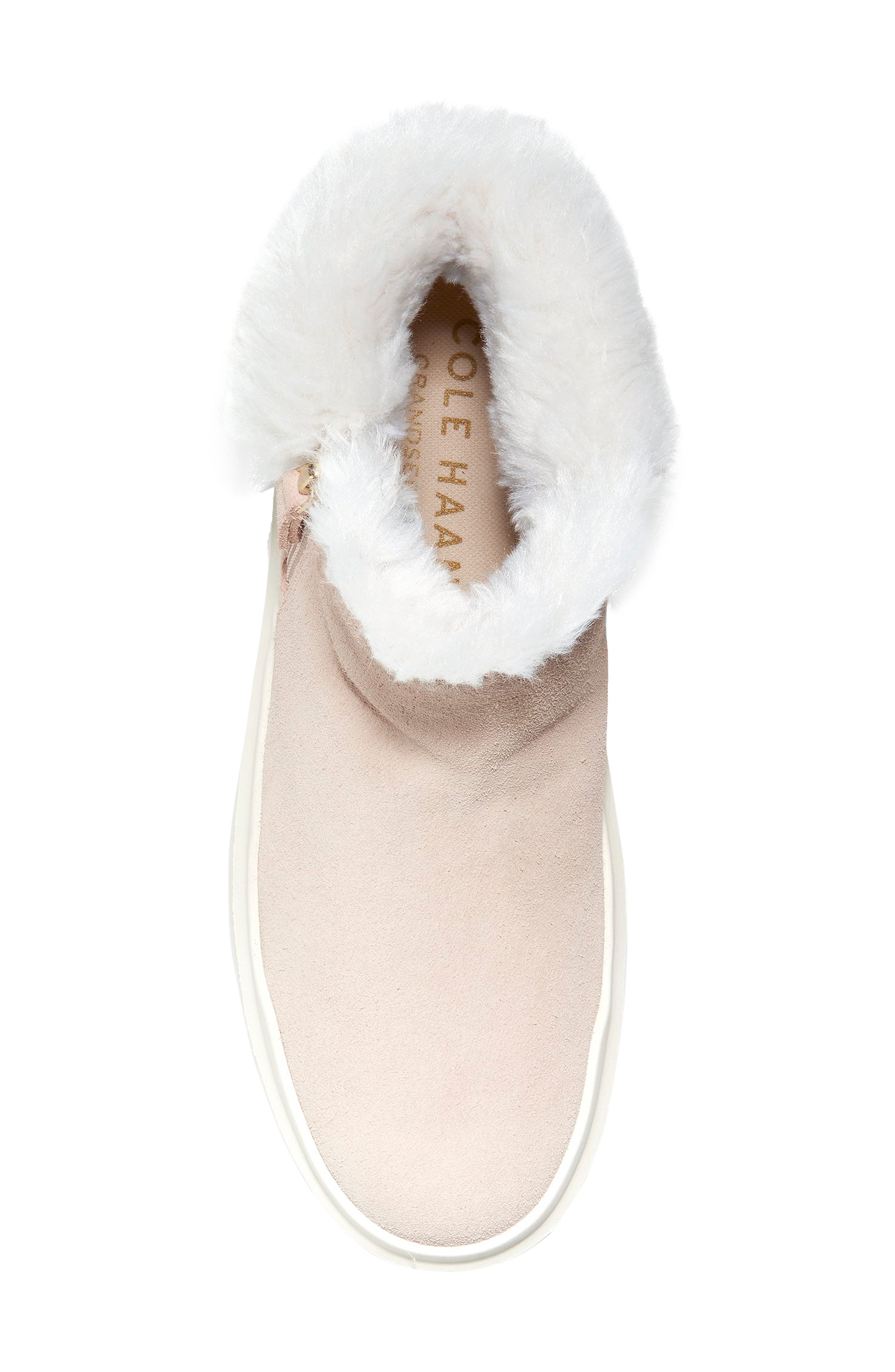 Grandpro Rally Faux Fur Trim Bootie, Alternate, color, BEIGE SUEDE/ FAUX SHEARLING WP