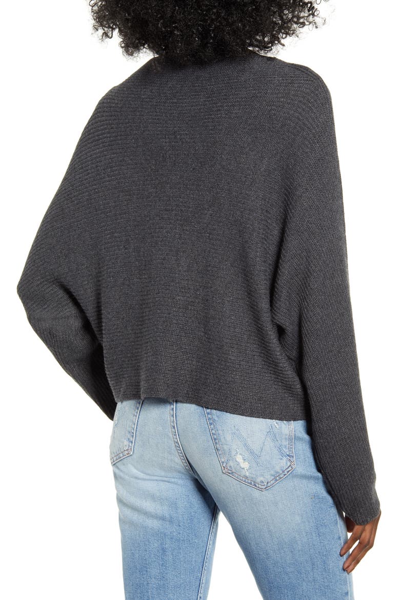 Dolman Sleeve Crop Sweater, Alternate, color, GREY DARK CHARCOAL HEATHER