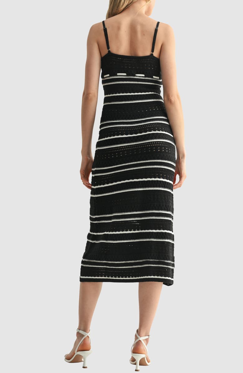 All in Favor Stripe Mixed Stitch Midi Sweater Dress, Alternate, color, Black White