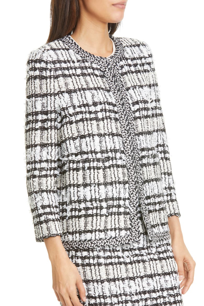Artisanal Plaid Jacket, Alternate, color, CAVIAR/ ECRU