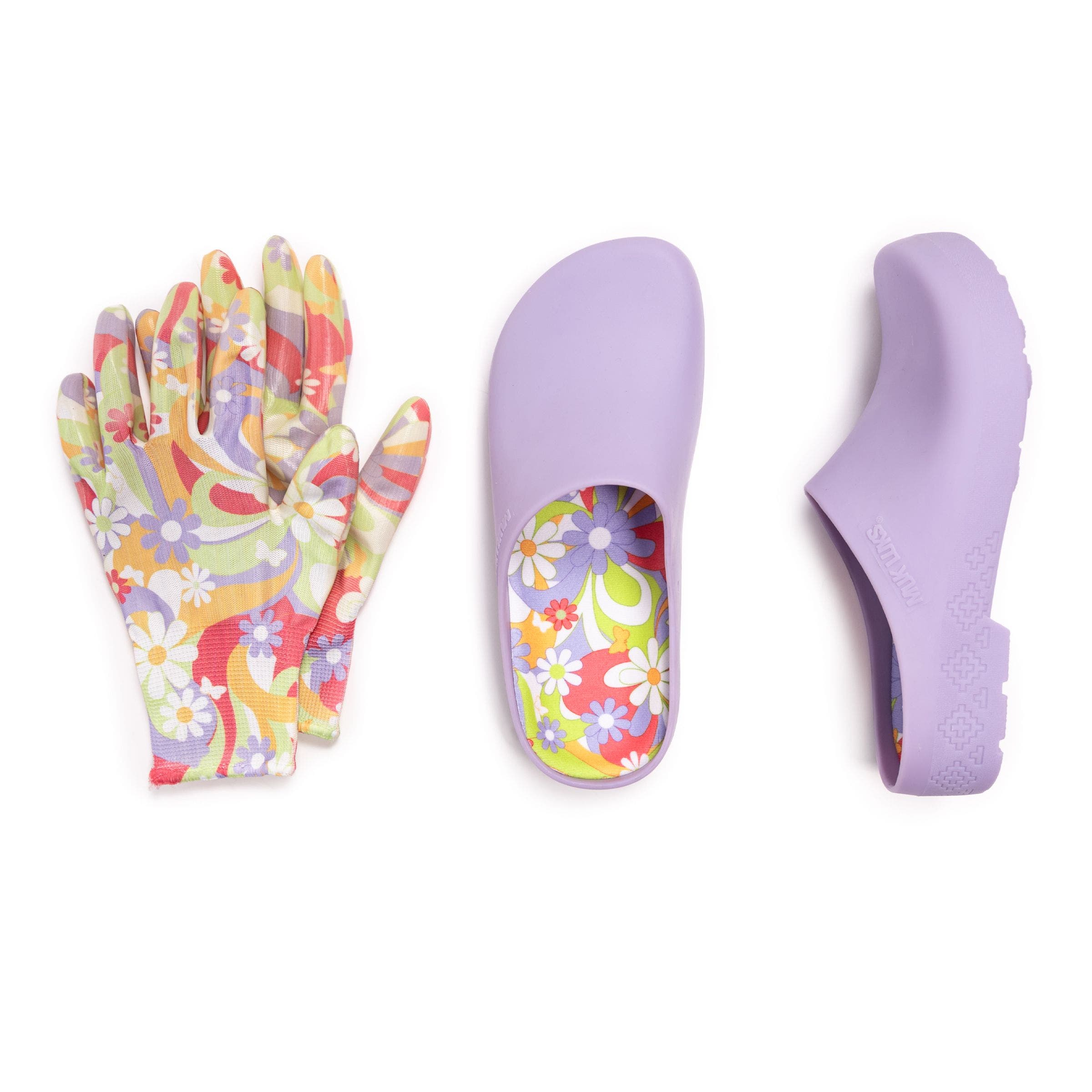 Muk Luks Garden Clog And Glove Set In Purple