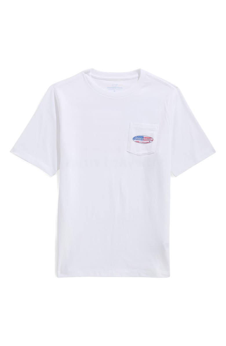 vineyard vines Kids' Surf Chappy Flag Cotton Graphic Pocket T-Shirt, Main, color, White Cap