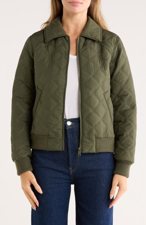 Diamond Quilted Bomber Jacket