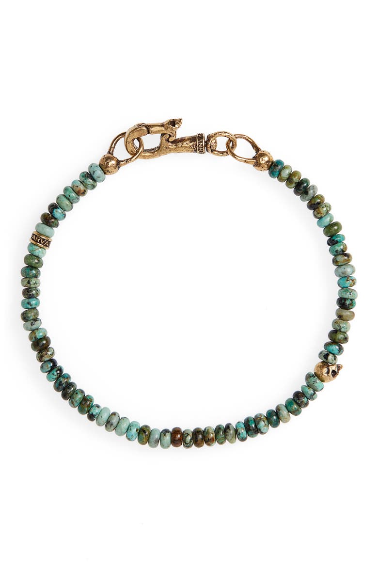 Skull Bead Bracelet, Main, color, BLUE/ GREEN