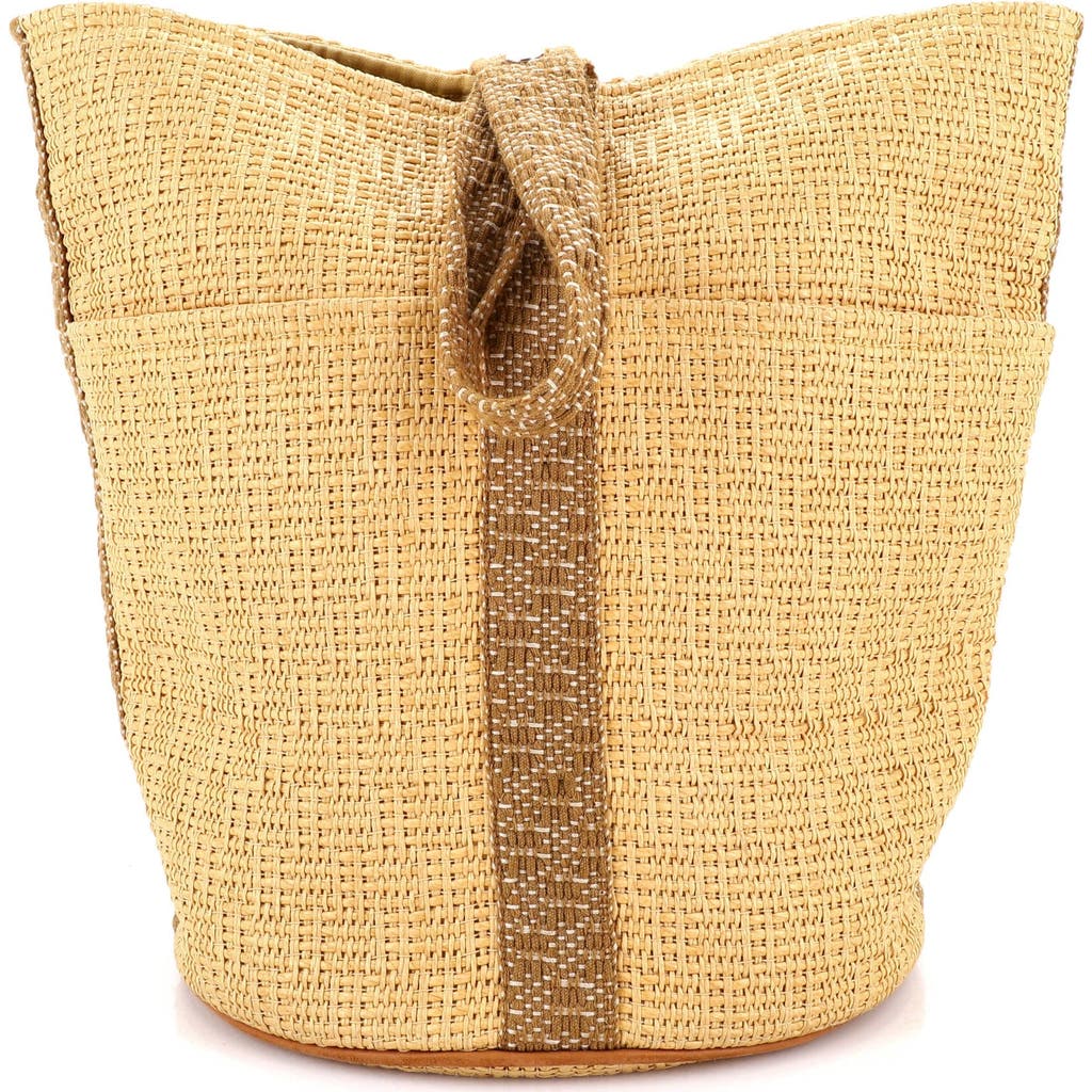 Pre-owned Hermes Hermes Saxo Handbag Woven Straw Gm In Brown