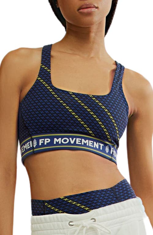 Free People Logo Never Better Square Neck Sports Bra In Black Combo