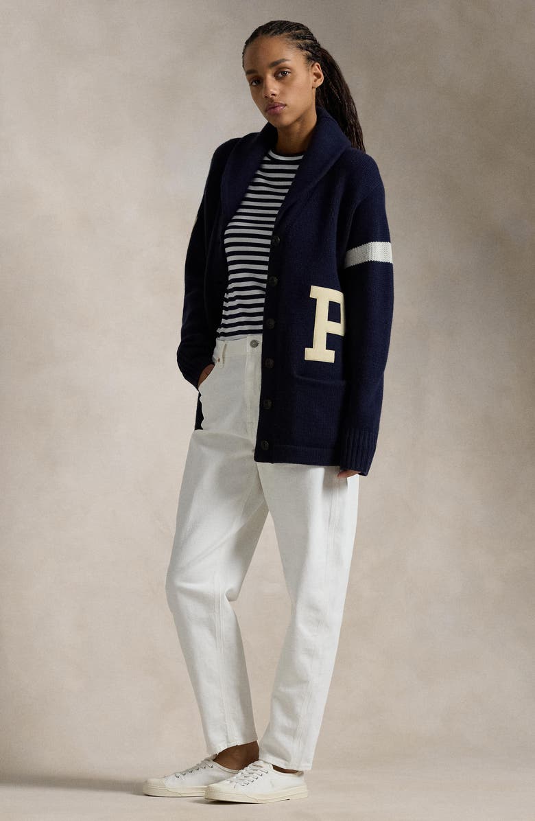 Polo Ralph Lauren Varsity Long Wool Cardigan, Alternate, color, 