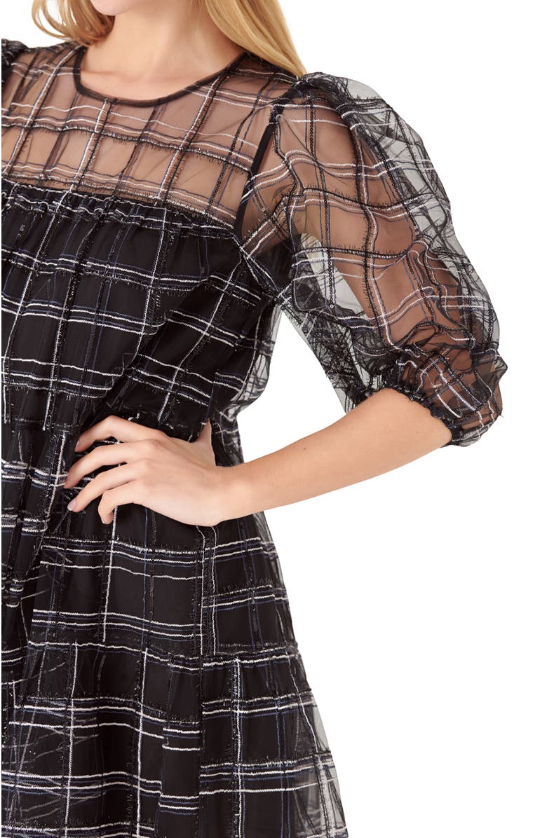 English Factory Puff Sleeve Minidress, Alternate, color, Black