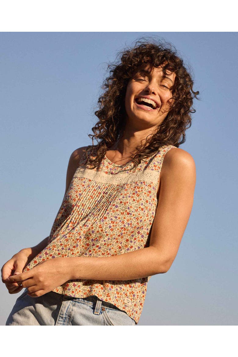 Manzana Pin Tuck Tank, Alternate, color, Salt Print