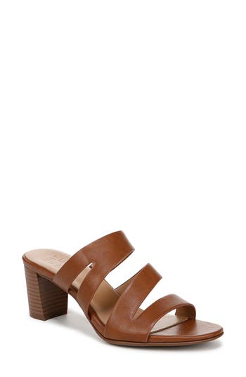 Naturalizer Beaming Block Heel Sandal In English Tea Faux Leather