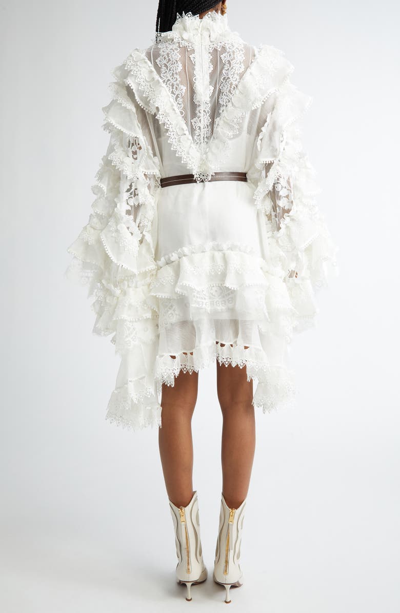 Zimmermann Crush Heart Trim Long Sleeve Minidress, Alternate, color, 