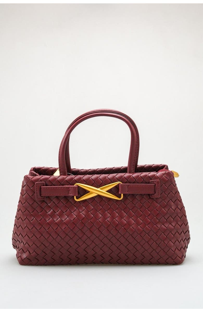 Prologue Shoes Verona Woven Handle Bag, Main, color, Burgundy