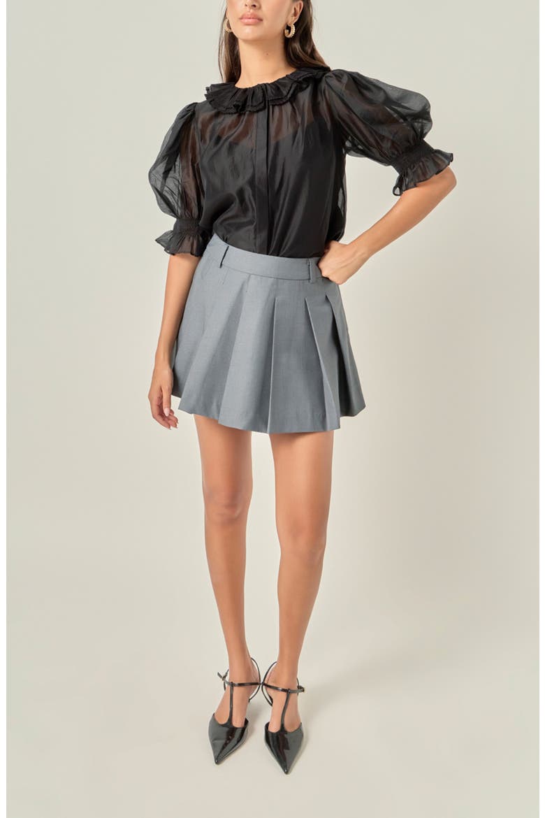 Ruffled Organza Top, Alternate, color, BLACK