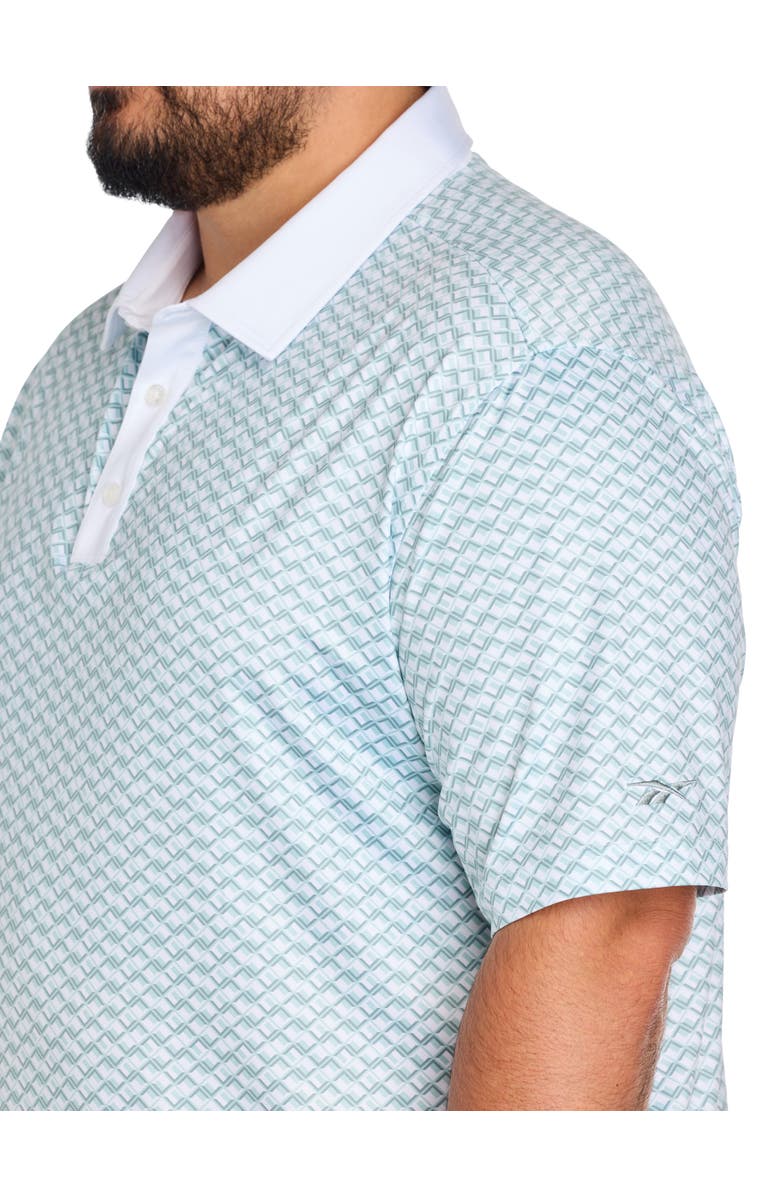 Reebok Big & Tall Contrast-Placket Diamond Printed Polo Shirt, Alternate, color, Tranquil Teal