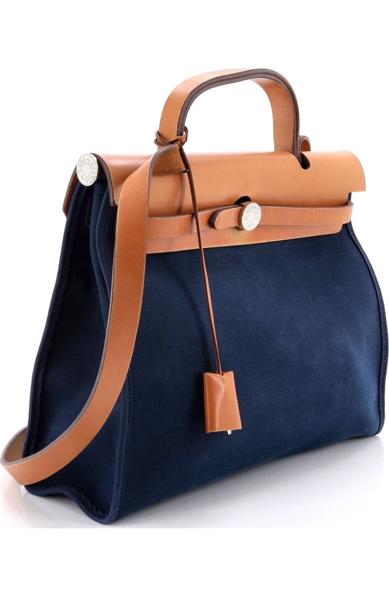 Pre-Owned Hermes Herbag Zip Leather and Toile 31, Alternate, color, Bleu De Prusse