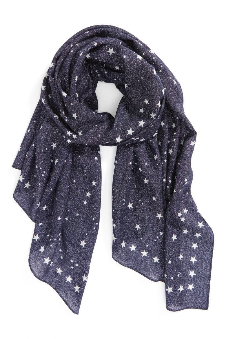night sky wool blend scarf, Alternate, color, RICH NAVY