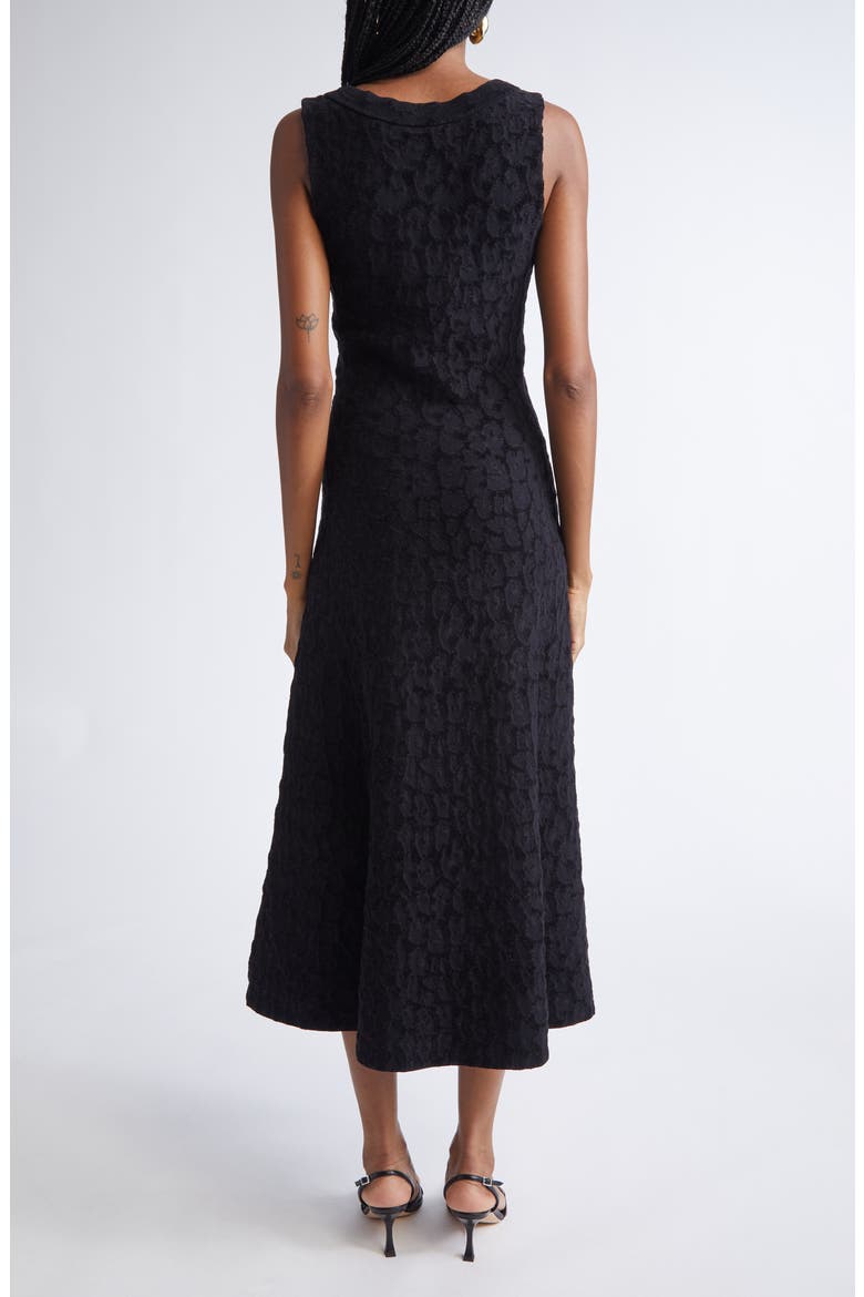 Cotton Blend Velveteen Leopard Jacquard Midi Dress, Alternate, color, BLACK MULTI