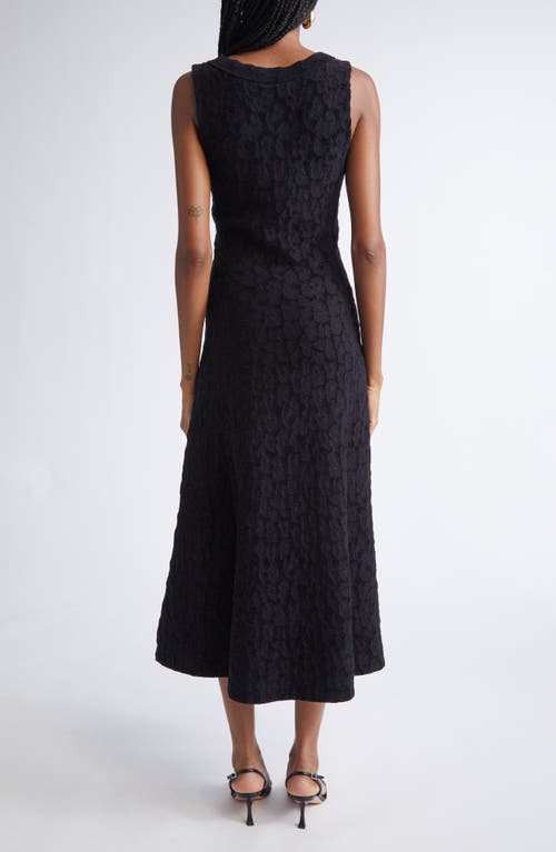 St John St. John Cotton Blend Velveteen Leopard Jacquard Midi Dress In Black