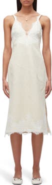3.1 Phillip Lim Lace Trim Cotton Denim Midi Slipdress