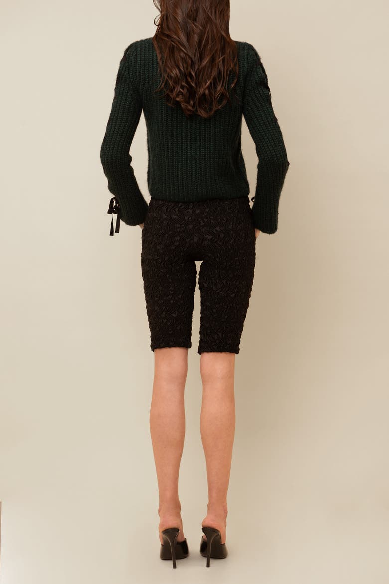 Julia Cozy Thick Ribbon-Laced Mohair Blend Sweater, Alternate, color, Dark Green