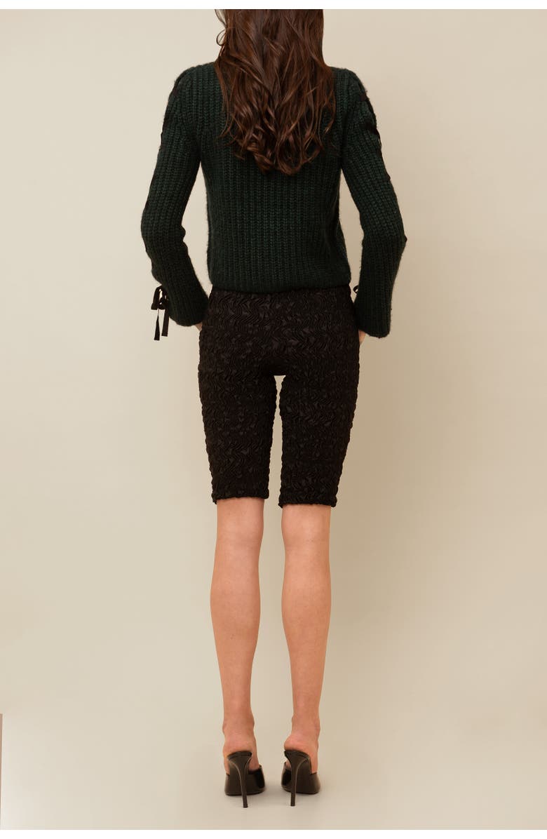 Contessa Mills Julia Cozy Thick Ribbon-Laced Mohair Blend Sweater, Alternate, color, Dark Green