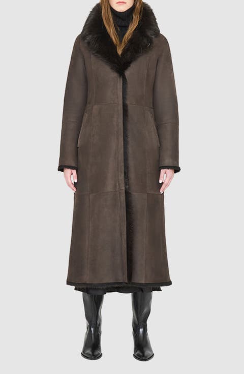 Maeve Reversible Genuine Shearling Coat