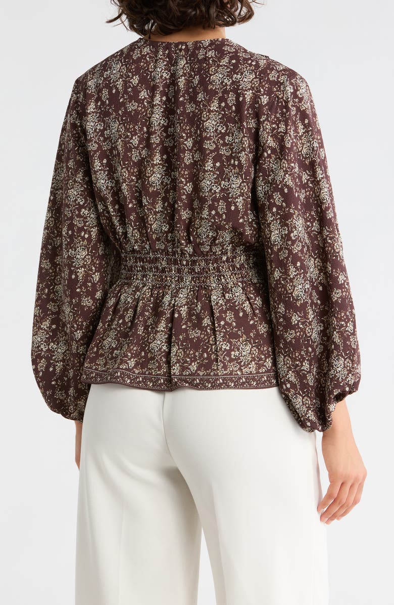 MAX STUDIO Floral Balloon Sleeve Top, Alternate, color, Choc Sm Rosette Toile