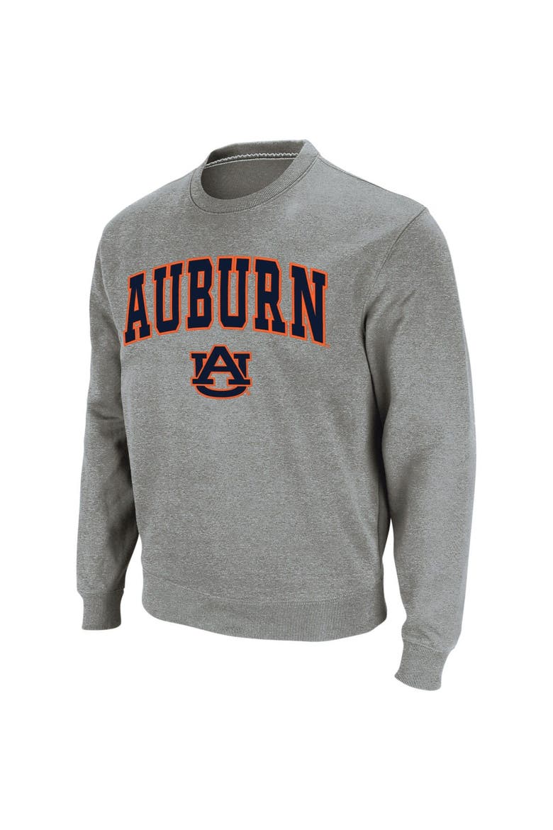Men's Colosseum Heathered Gray Auburn Tigers Arch & Logo Crew Neck Sweatshirt, Alternate, color, Heather Gray