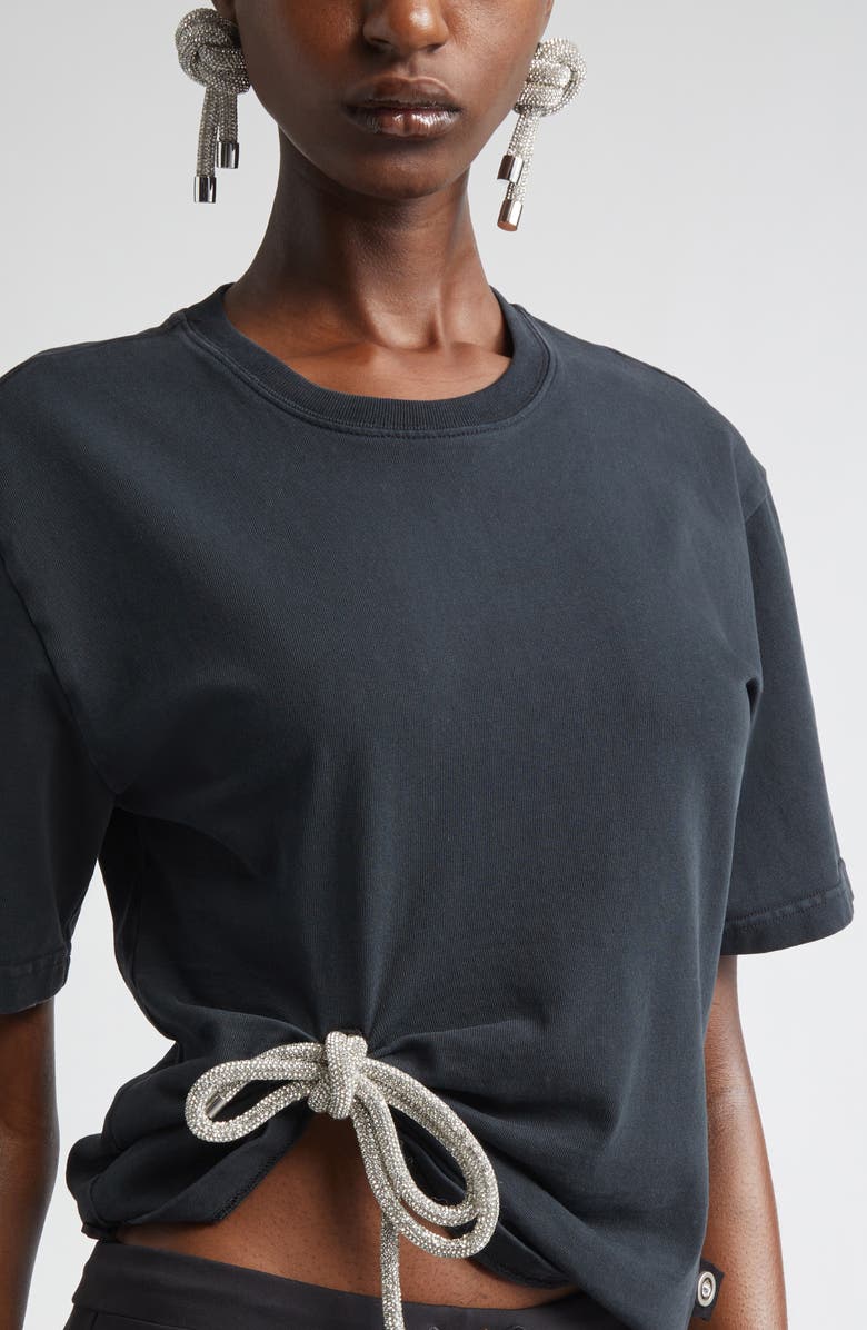 Area Crystal Bow T-Shirt, Alternate, color, Washed Black