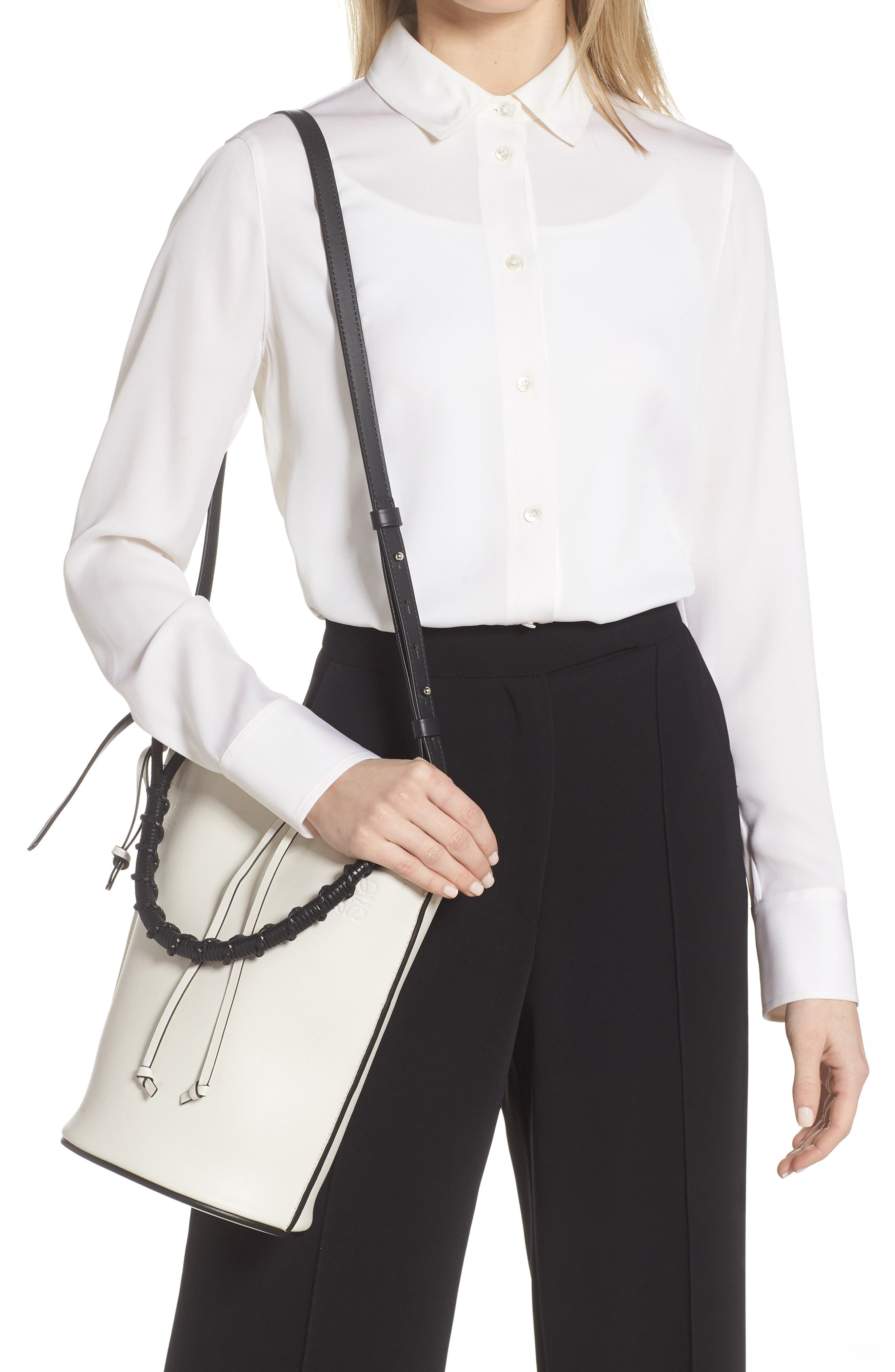 Loewe Gate Leather Bucket Bag, Alternate, color, 