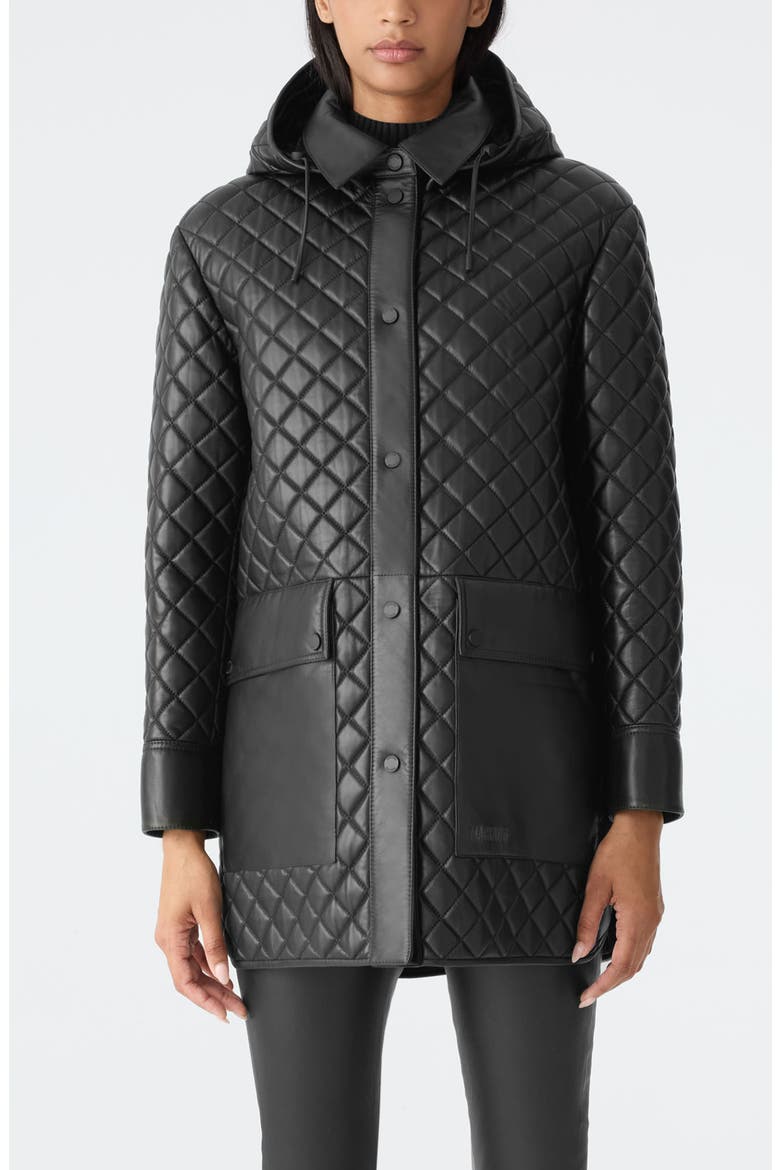 Litzy Quilted Hooded Leather Jacket, Main, color, BLACK