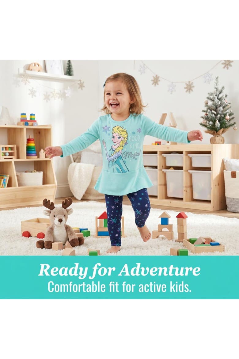 Frozen 2-Piece Sweatshirt and Leggings Set, Alternate, color, Elsa Turquoise Navy