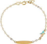 BY ADINA EDEN Kids Pastel Butterfly Charm ID Bracelet 14K
