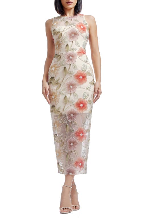 DRESS THE POPULATION DRESS THE POPULATION HELENA BEADED FLORAL SHEATH GOWN 