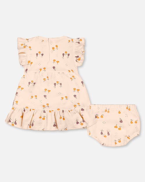 Deux Par Deux Baby Girl's Printed Organic Cotton Dress And Bloomer Set Peach With Pears In Peach With Pears Print