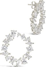 Sterling Forever Shania Cubic Zirconia Frontal Hoop Earrings