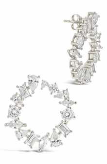 Sterling Forever Shania Cubic Zirconia Frontal Hoop Earrings