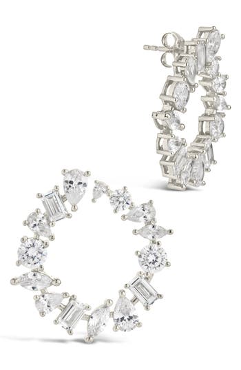 Sterling Forever Shania Cubic Zirconia Frontal Hoop Earrings