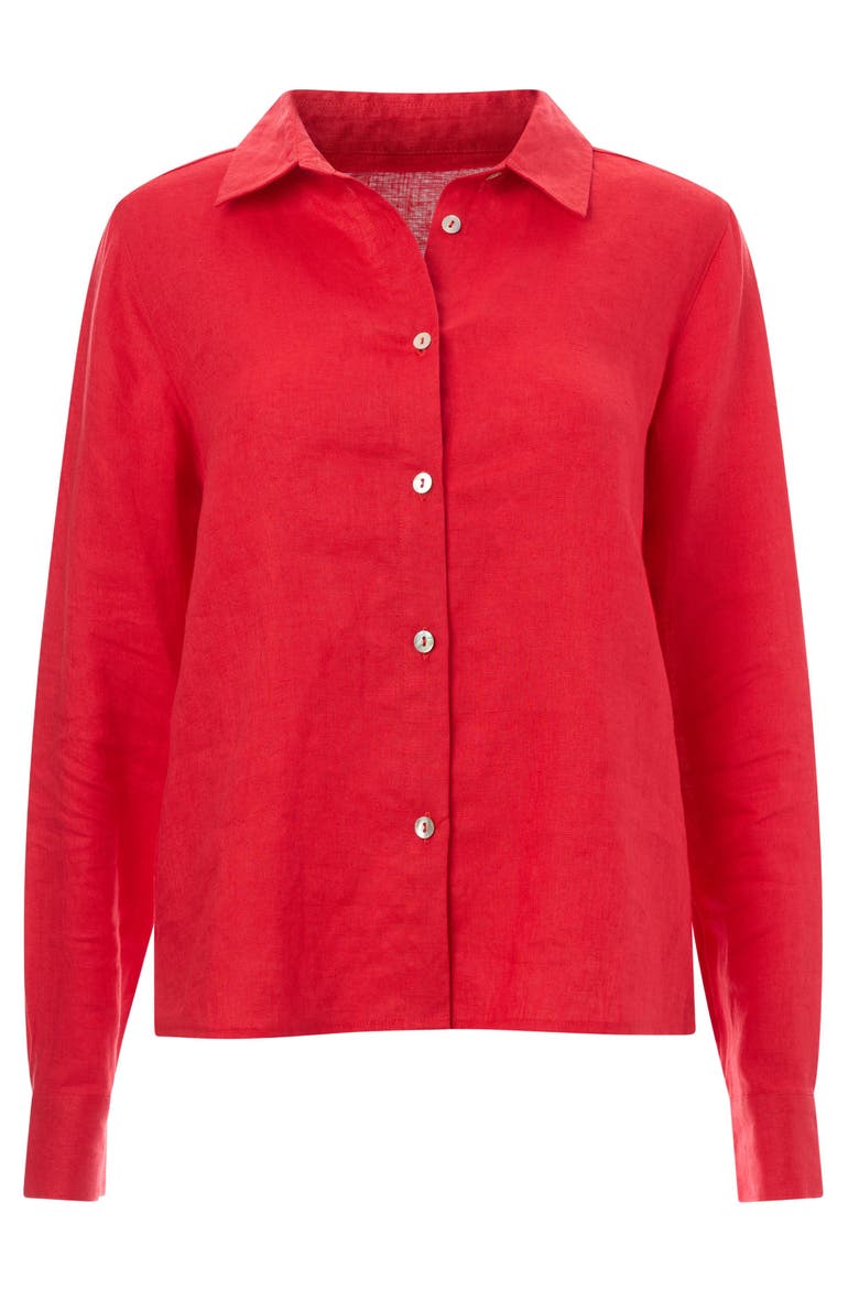 Long Sleeve Linen Shirt, Alternate, color, Poppy