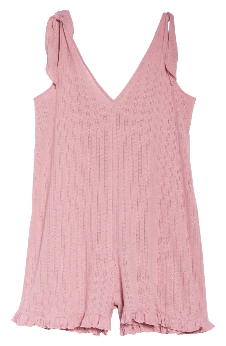 Madewell Pointelle Knit Tie-Strap Pajama Romper, Alternate, color, 