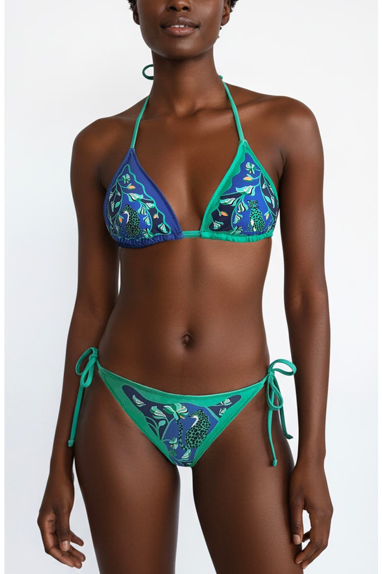 Verdant Wild Reversible Triangle Bikini Top, Alternate, color, Blue