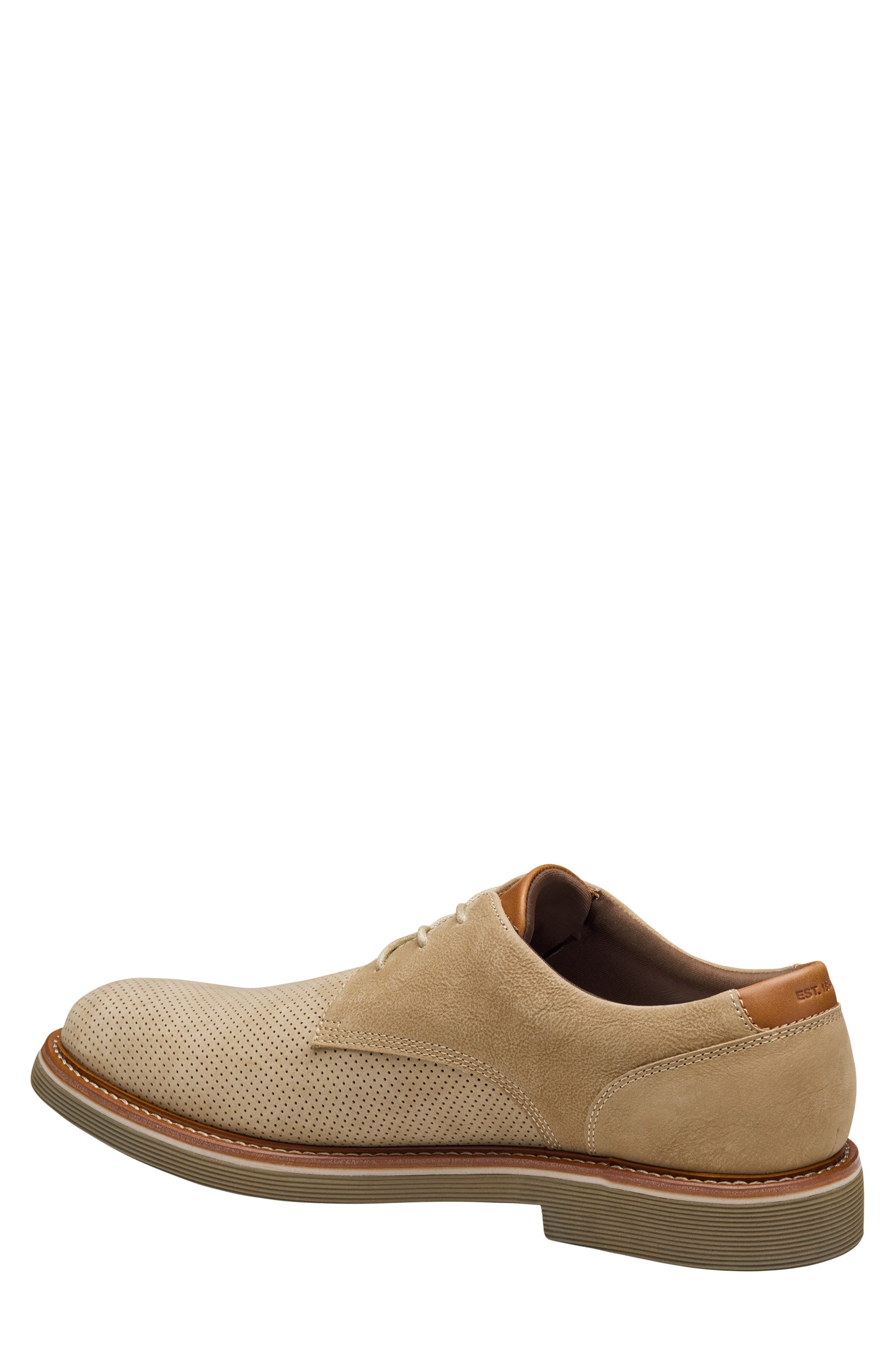 Tyson Perforated Plain Toe Derby, Alternate, color, TAUPE NUBUCK