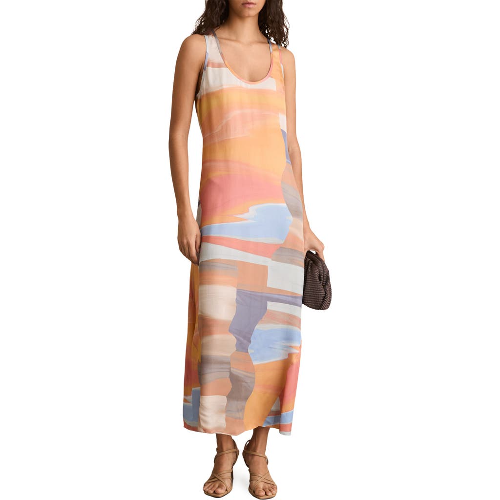 Reiss Coral Sunset Print Sleeveless Slip Dress