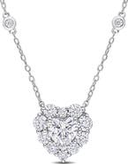 Julianna B. Moissanite Heart Halo Station Necklace