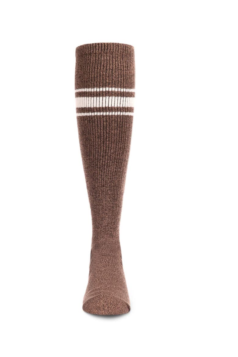 Marled Ribbed Stripe Knee High Socks, Alternate, color, Brown