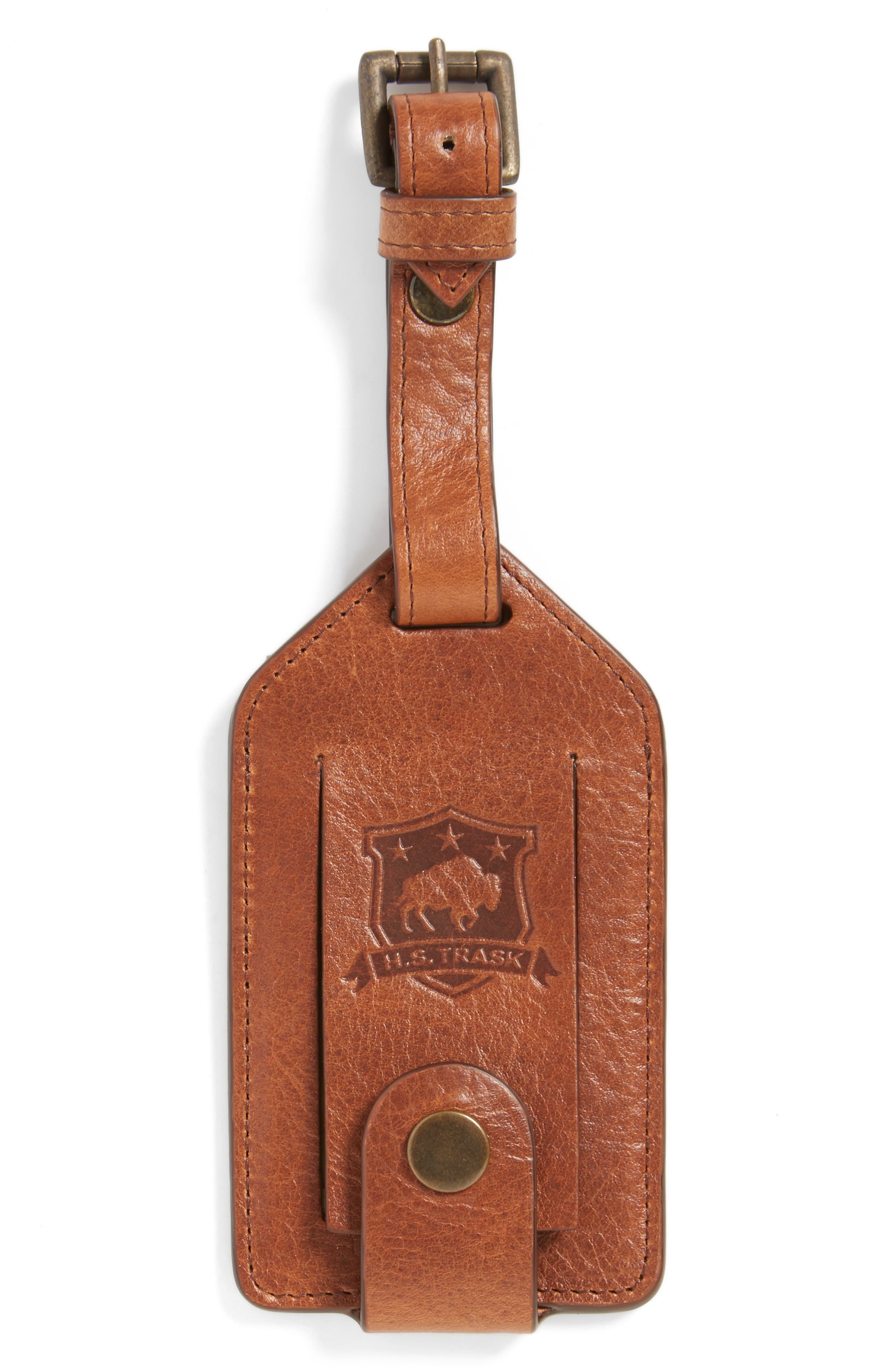 Trask Jackson Norwegian Elk Leather Luggage Tag, Alternate, color, 
