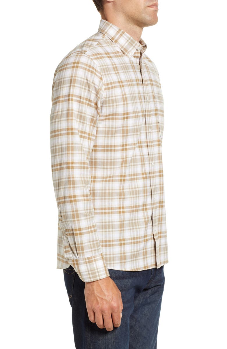Nordstrom Trim Fit Plaid Stretch Cotton & Linen Button-Up Shirt, Alternate, color,