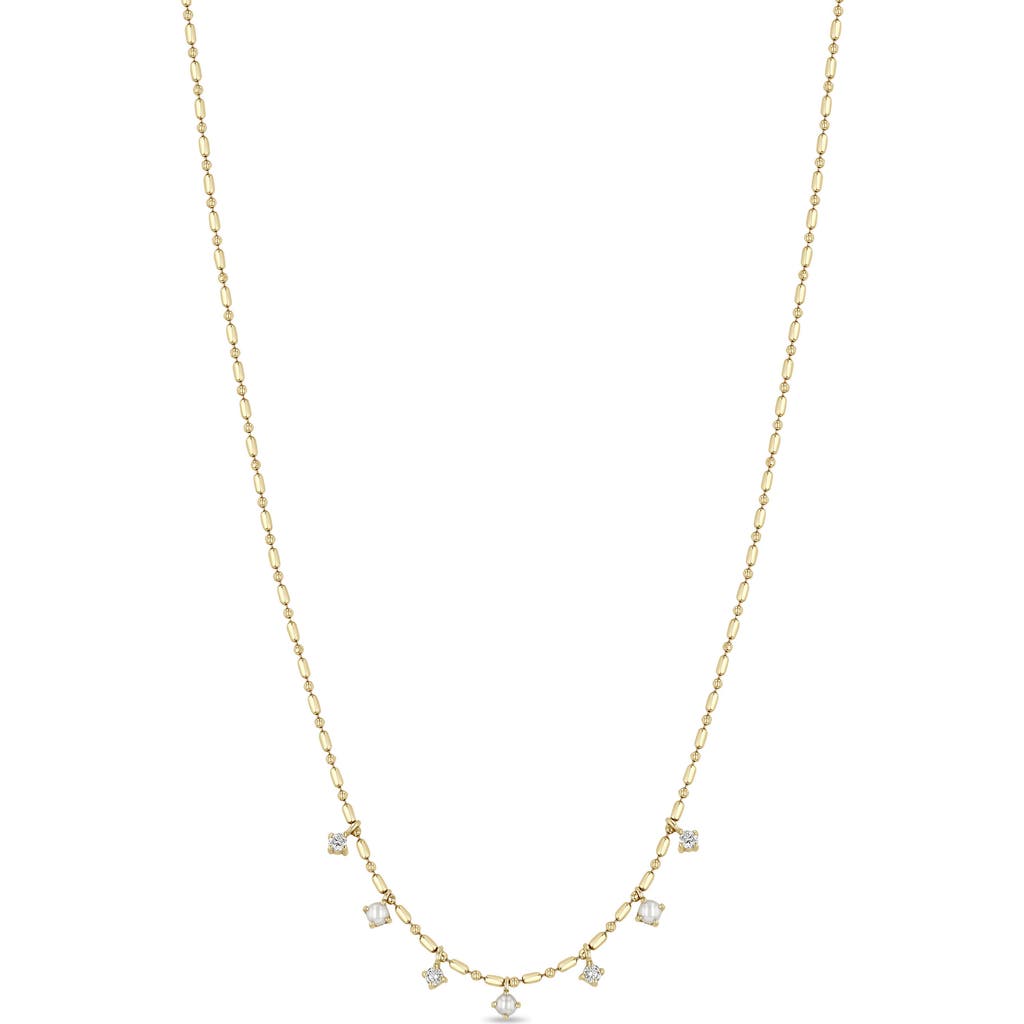Zoë Chicco 14k Yellow Gold Prong Diamonds Diamond Dangle Collar Necklace, 16 In Gold